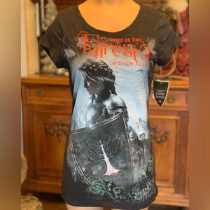 Snow White & The Huntsman Kristen Stewart Black Graphic Fitted Tee Shirt Top